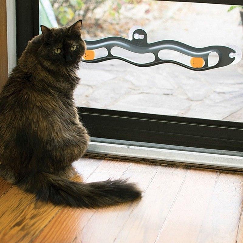Interactive Cat Track Ball Window Suction Cup Toy