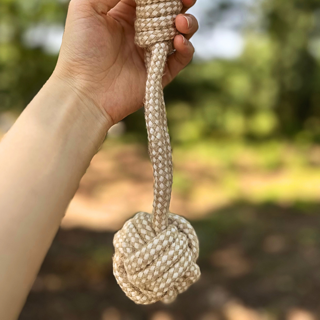 Forest Knot Hemp Rope Tug Toy with Handle