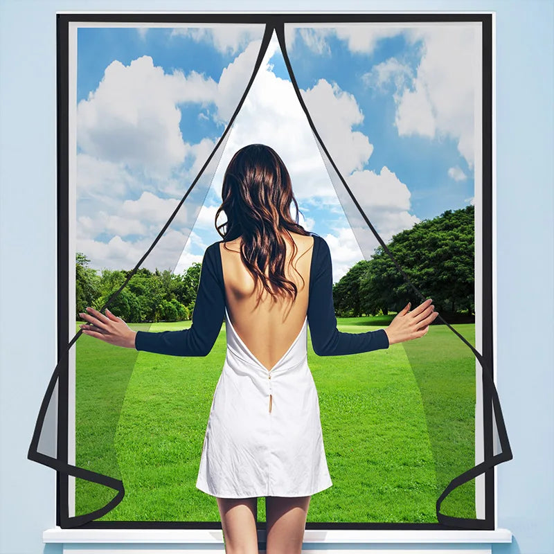 TYMF Black Magnetic Window Mosquito Net Screen Customized size Fiberglass Mesh Insect Removable Washable Pet Door Touring Car