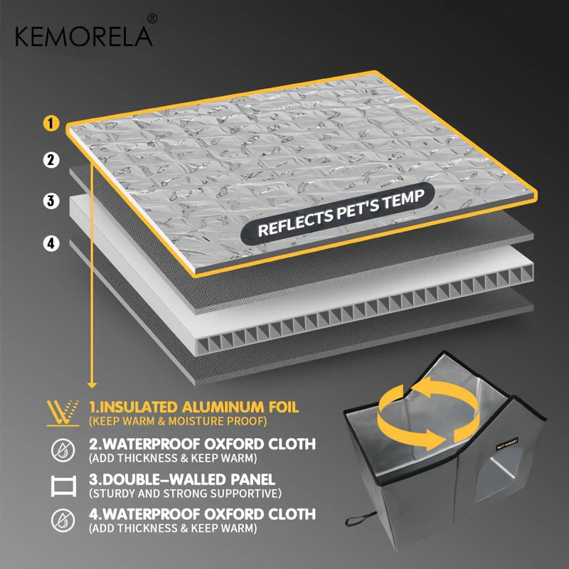 KEMORELA Outdoor Stray Cat House Weatherproof And Heat-Insulated Suitable For Kitten And Puppies Outdoor Cat Bed For Winter