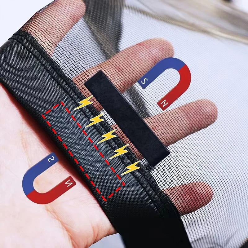 TYMF Black Magnetic Window Mosquito Net Screen Customized size Fiberglass Mesh Insect Removable Washable Pet Door Touring Car