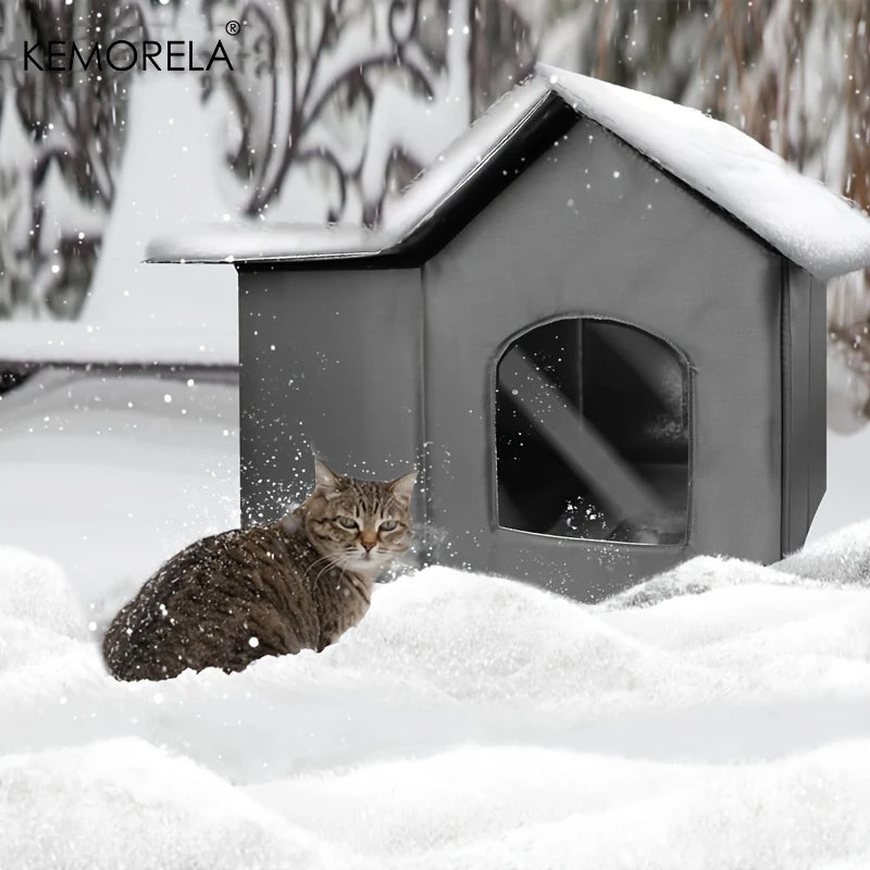 KEMORELA Outdoor Stray Cat House Weatherproof And Heat-Insulated Suitable For Kitten And Puppies Outdoor Cat Bed For Winter