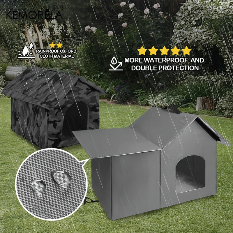 KEMORELA Outdoor Stray Cat House Weatherproof And Heat-Insulated Suitable For Kitten And Puppies Outdoor Cat Bed For Winter